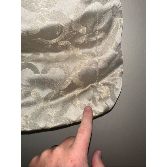 Coach Kristin 15016 Gold Khaki Metallic Op Art Leather Hobo Bag - Picture 7 of 9